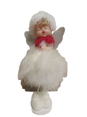 White angel figurine on white background