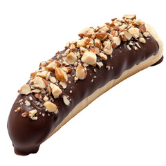 Delectable chocolate dessert topped with crunchy almonds. transparent background