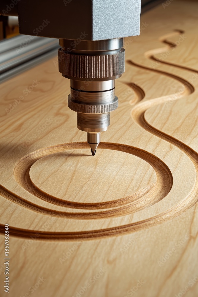 Poster cnc router cutting intricate patterns in wood precision and efficiency in modern woodworking