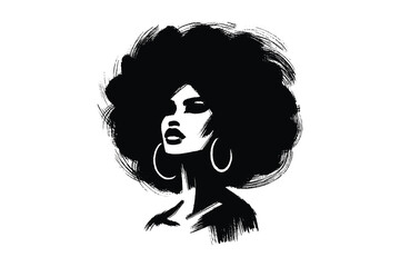 Fototapeta premium Minimalistic hand-drawn portrait of an African woman with an afro