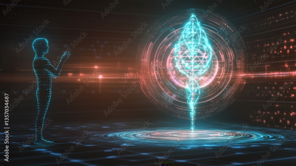 Poster scientist explores complex neural interactions with futuristic holographic technology