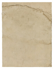 Old vintage beige paper texture cutout