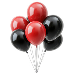 Red and black balloons for Black Friday isolated on transparent background