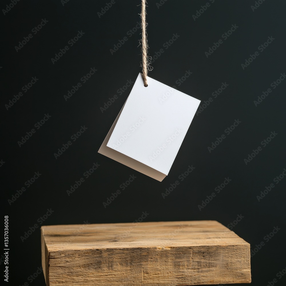 Poster a business card suspended in mid-air using strings for a unique perspective