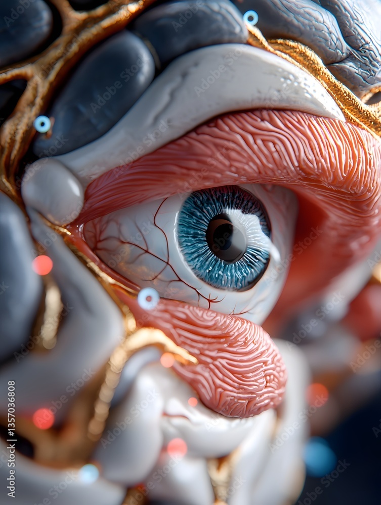 Poster captivating shot showcasing the intricate structure and vibrant colors of a human eye offering a rem