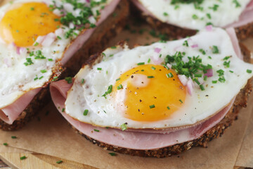 The Strammer Max sandwich, traditional dish in Germany Berlin and Saxon region