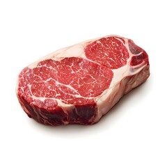 Juicy marbled beef steak on a plain white background