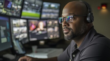Fototapeta premium Professional insights high-tech security control room