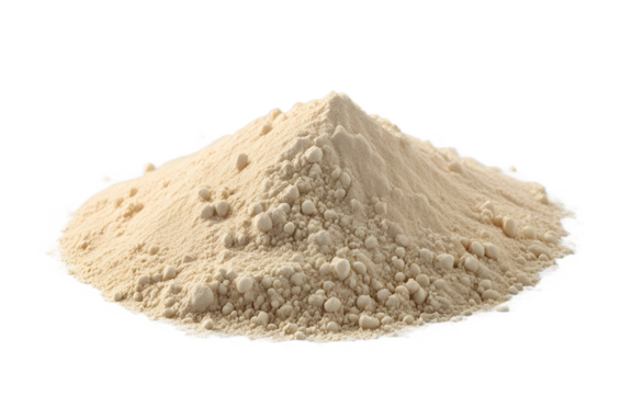 Yttrium oxide powder in a fine white granular form, isolated on a empty plain background