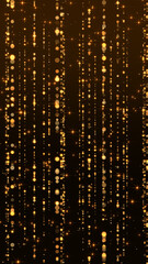 Naklejka premium golden luxury string lights background, glowing and shiny bokeh lights stars falling,event and concert background, valentines and love romantic social media design element