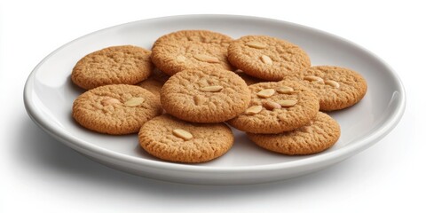 A close-up view of a plate filled with freshly baked cookies, showcasing their texture and color