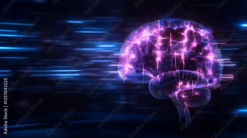 Poster neuroimplant technology visualized to enhance brain function and restore neural activity