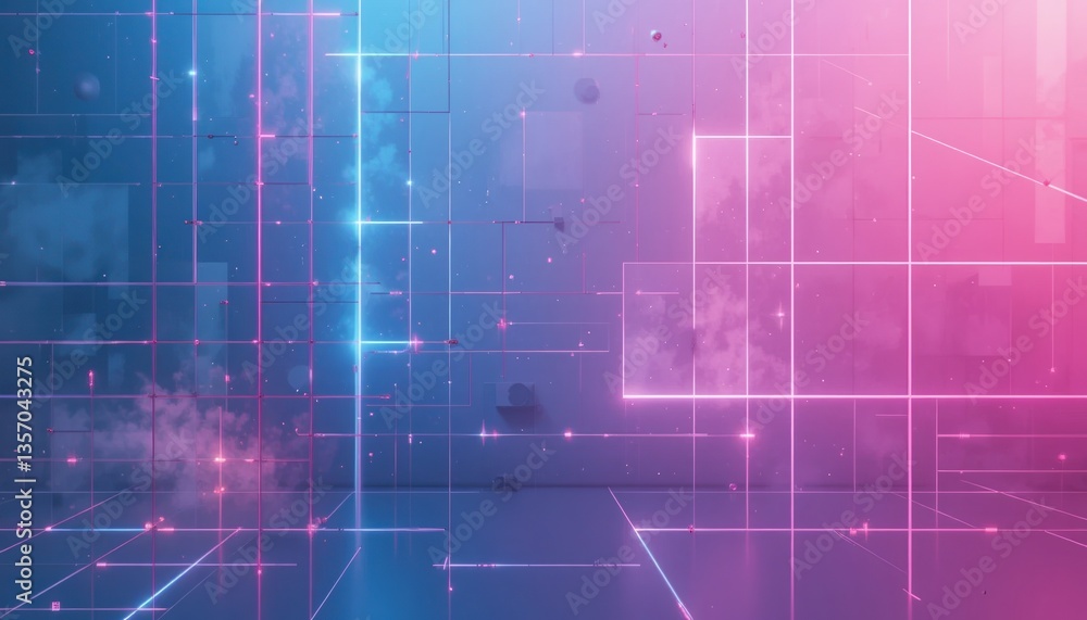Poster dynamic digital transformation virtual space abstract graphic design futuristic environment top-down