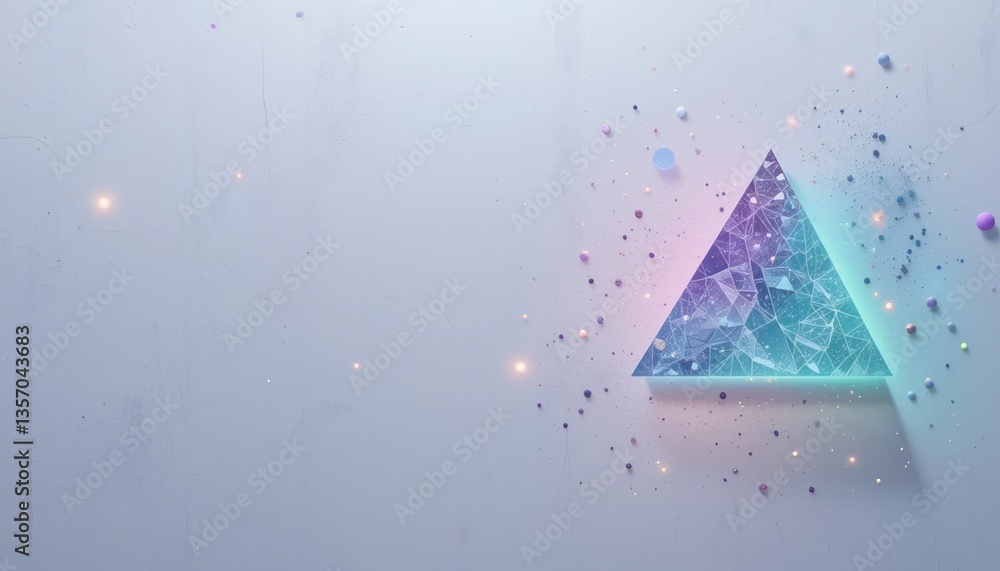 Poster creative digital art design featuring a geometric triangle on a soft gradient background abstract co