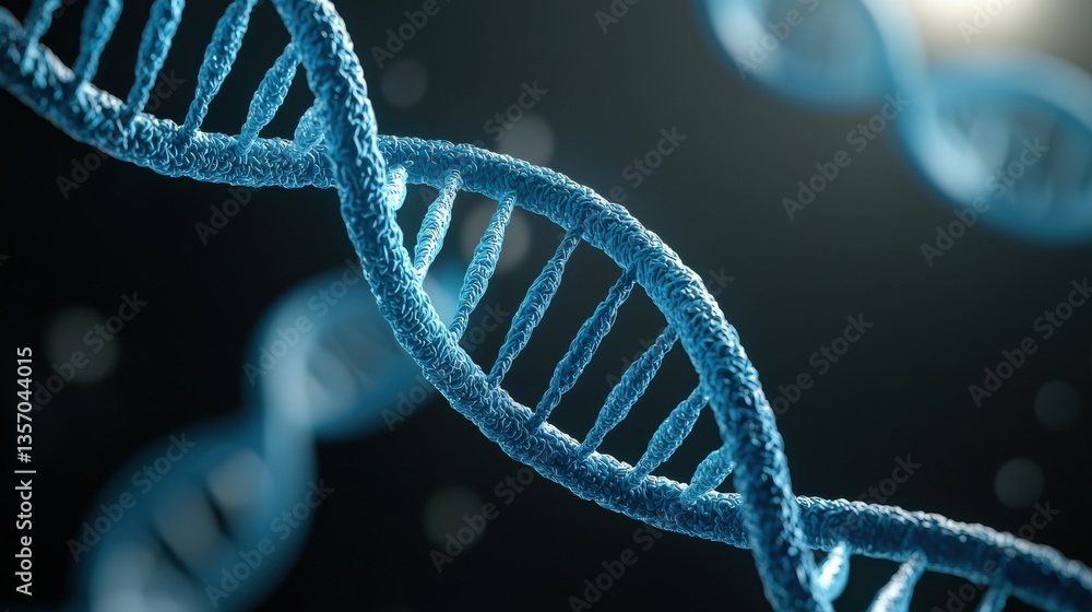 Poster dna double helix structure on a dark background.