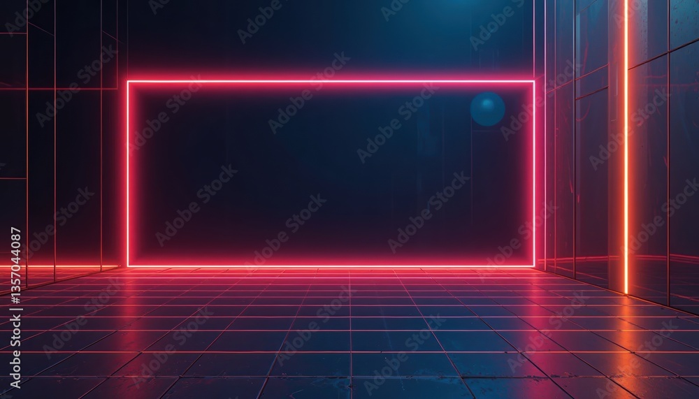 Aufkleber illuminated digital space design virtual studio graphic content futuristic environment wide angle vi