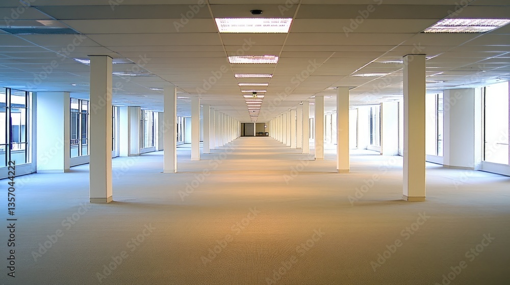Poster vast empty office space: modern architecture and design