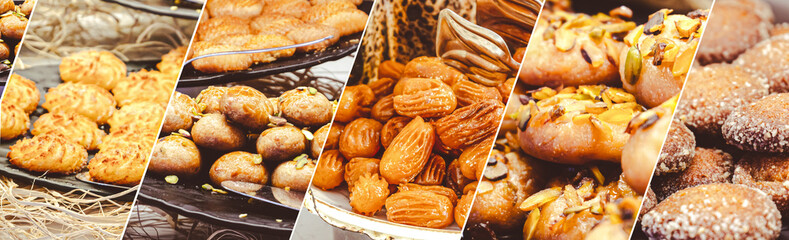 Food collage of Eastern sweets