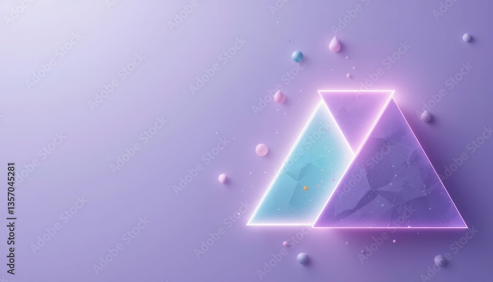 Poster creating vibrant geometric shapes in a soft purple environment digital art abstract composition mode