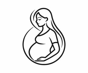 Elegant Line Art Illustration of a Pregnant Woman