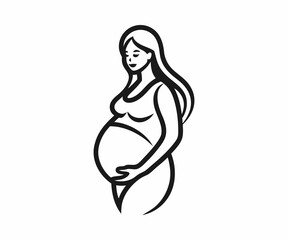 Elegant Line Art Illustration of a Pregnant Woman