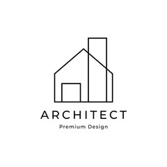 building architecture line minimalist logo design vector