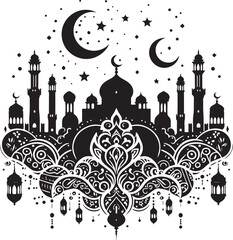 A eid design silhouette vector art illustration