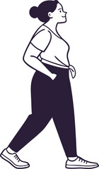 Woman in athletic wear, confidently striding forward.