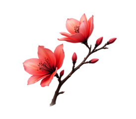 branch of cherry blossom isolated on transparent background