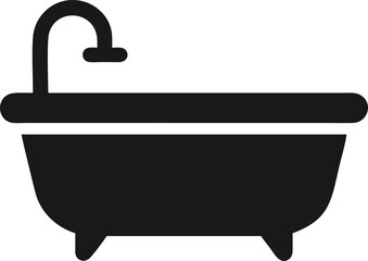 Simple Black and White Bathtub Icon