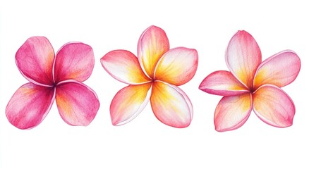 Watercolor Plumeria Flowers