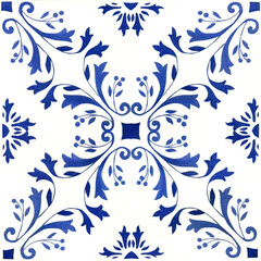 Colonial tiles, antique Dutch Delft Blue and White plate in flower pattern. Blue and white...