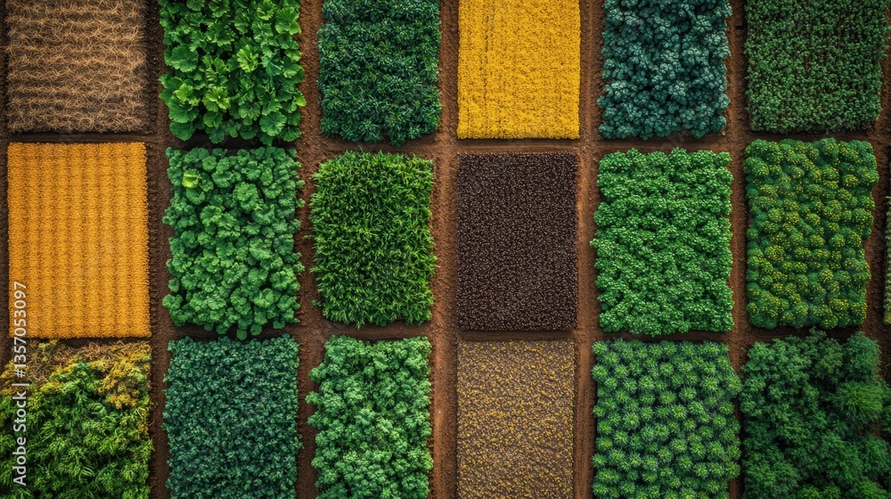 Poster harmony of textures and hues: a stunning display of different squares filled with unique plants and 