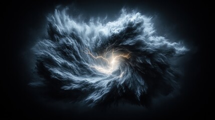 Storm Cloud Swirl with Lightning Burst