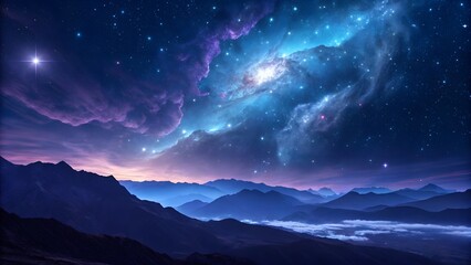 Naklejka premium Celestial Dreamscape Vibrant Nebula and Cosmic Night Sky V2