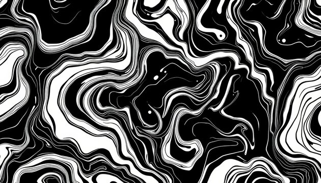 Abstract black and white liquid doodle seamless pattern Minimalist modern art background for trendy wallpaper, pattern, liquid