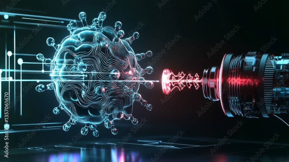 Poster exploring neural signals through advanced technology in a futuristic setting