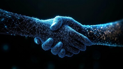Digital Hands Shaking, Futuristic Partnership