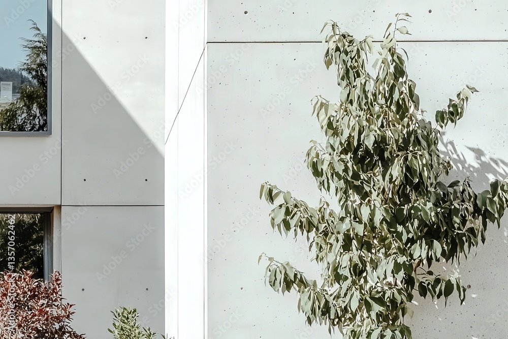 Poster building architecture incorporates a concrete line geometry pattern as its art background