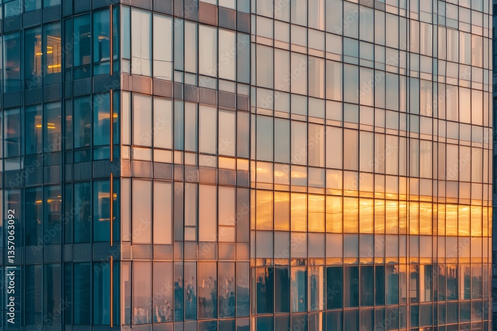 Poster the background of an office building features an abstract architecture pattern