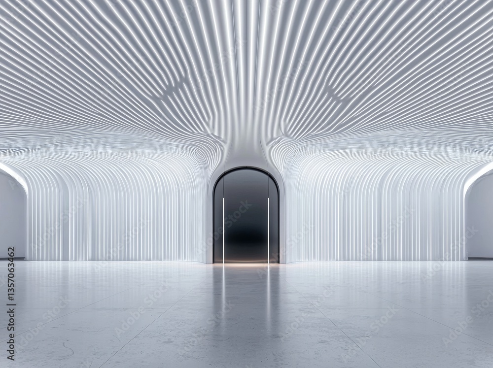 Aufkleber the background of this 3d rendering is an abstract modern architecture surrounding an empty white op