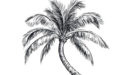 Hand-Drawn Palm Tree Sketch: Tropical Paradise Illustration
