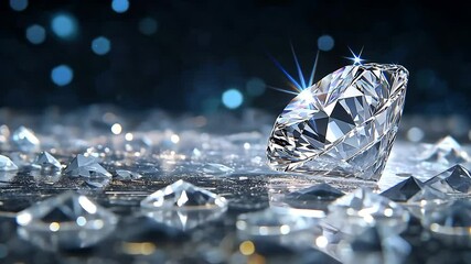 Glimmering White Diamond Sparkling Under Spotlights