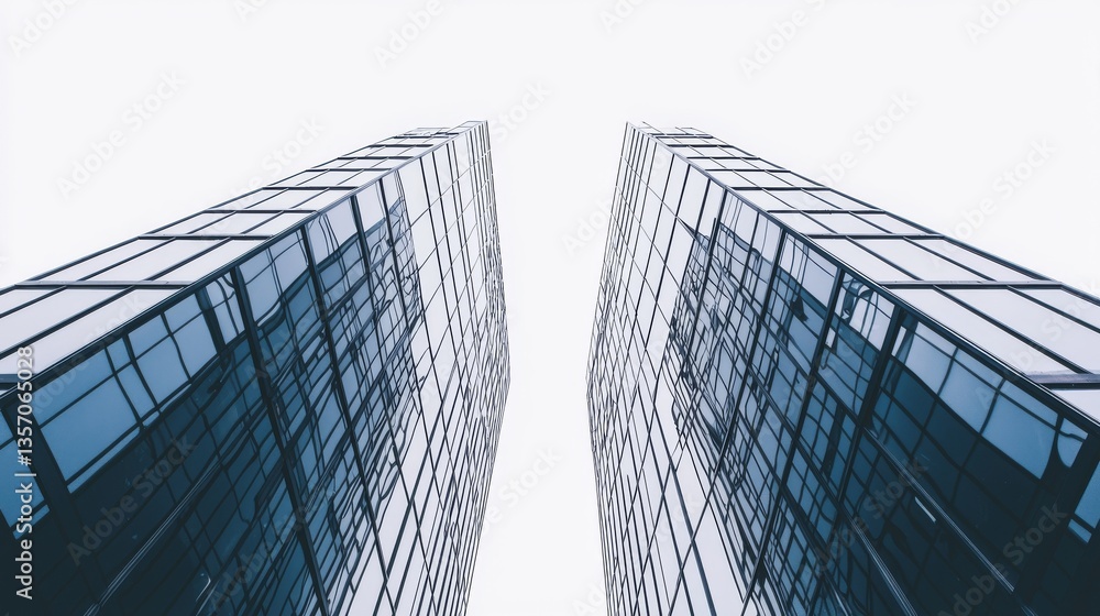 Poster geometry and abstract architecture blend together at the glass window to create a futuristic backdro