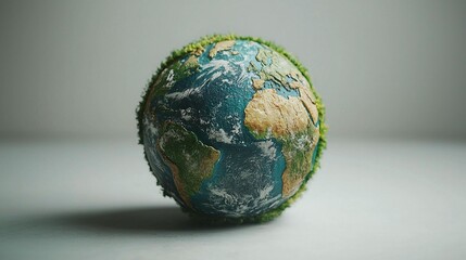 Earth Globe with Lush Grass