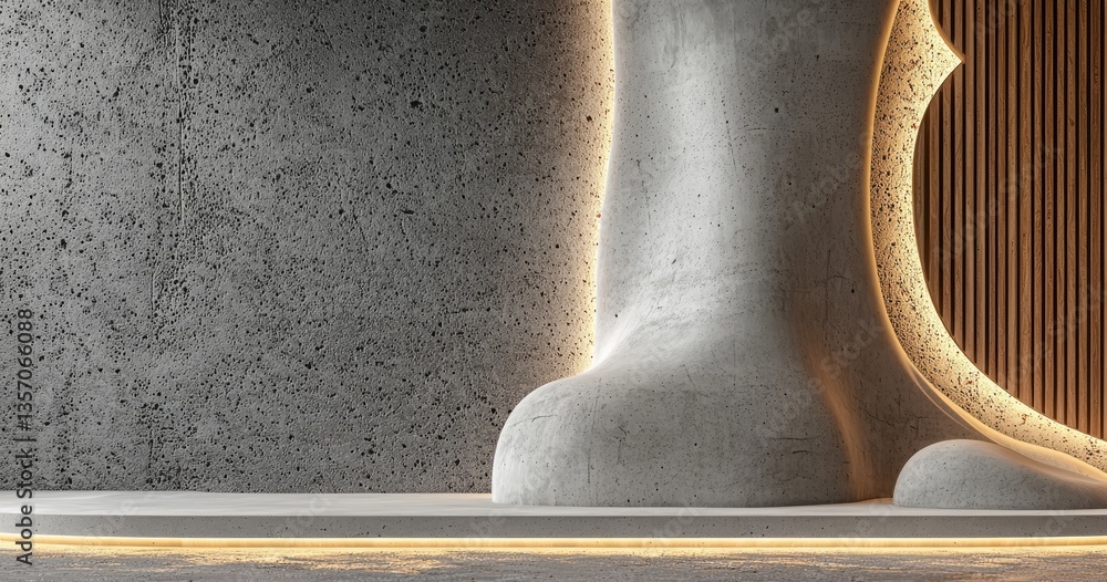 Poster a 3d illustration and rendering of an architectural background with an empty dark abstract interior 