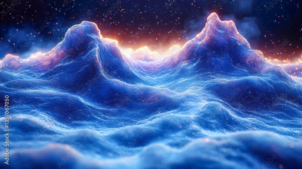 Aufkleber futuristic digital visualization of glowing waves, resembling a spectrogram or data analysis concept