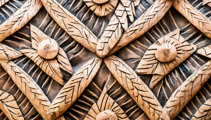 Polynesian Abstract Wood Carved Floral Tiki Pattern
