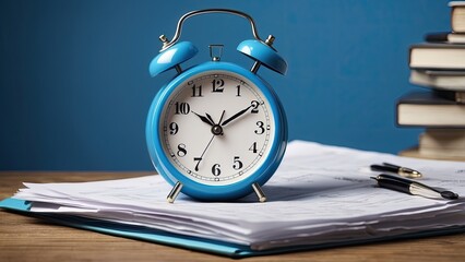 Naklejka premium Blue Alarm Clock and 1040 Individual Income Tax Return Form