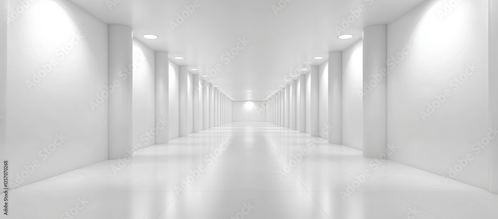 Poster this 3d render illustration features a glossy room with an abstract white background of modern archi